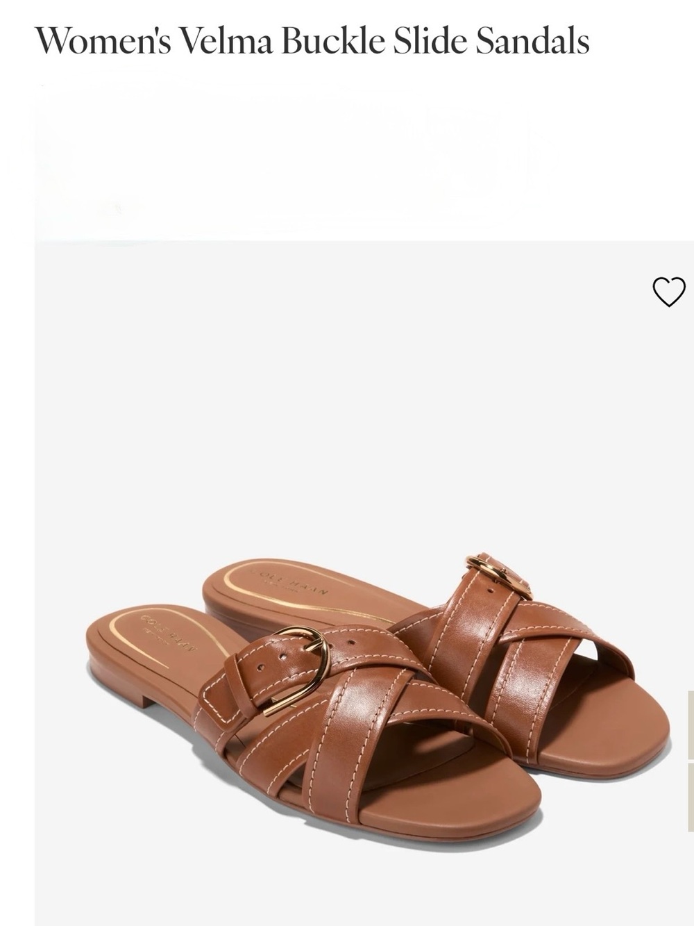 New Cole Haan Velma Leather Buckle Slide sz10